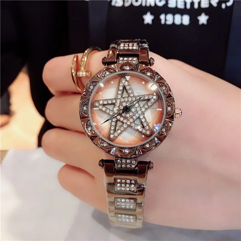 5 Colors Quartz Watches Chic Fashion Creative Rotating Diamond Star Dial Steel Strap Clock Wrist for Women
5 Colors Quartz Watches Chic Fashion Creative Rotating Diamond Star Dial Steel Strap Clock Wrist for Women