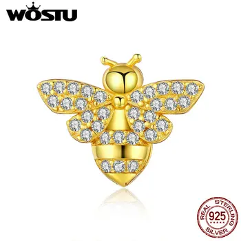 WOSTU Genuine 925 Sterling Silver Bee Charm Gold Color Bead Clip Fit Original reflection Charm Bracelet Jewelry Making CQX103
WOSTU Genuine 925 Sterling Silver Bee Charm Gold Color Bead Clip Fit Original reflection Charm Bracelet Jewelry Making CQX103