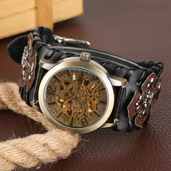 Skeleton Automatic Mechanical Watch Clock Man Retro Gothic Bronze Steampunk Self Winding 2019 Luxury Watch Reloj Hombre Saati
Skeleton Automatic Mechanical Watch Clock Man Retro Gothic Bronze Steampunk Self Winding 2019 Luxury Watch Reloj Hombre Saati