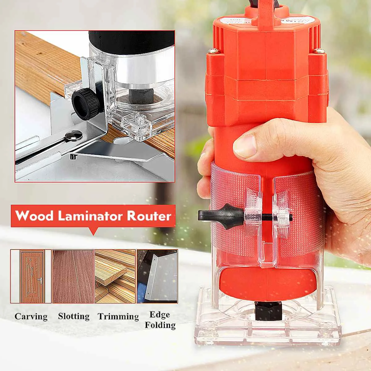 35000r/min 1200W 220V Electric Wood Laminator Router Joiners Trimmer Tool Set 6mm Collet Diameter Lift knob Aluminum+Plastic
35000r/min 1200W 220V Electric Wood Laminator Router Joiners Trimmer Tool Set 6mm Collet Diameter Lift knob Aluminum+Plastic