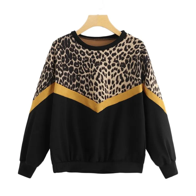 Spring 2019 Women Leopard Print Long Sleeve Sweatshirt Fashion Ladies O-Neck Pullover Casual Patchwork Tops 
Spring 2019 Women Leopard Print Long Sleeve Sweatshirt Fashion Ladies O-Neck Pullover Casual Patchwork Tops