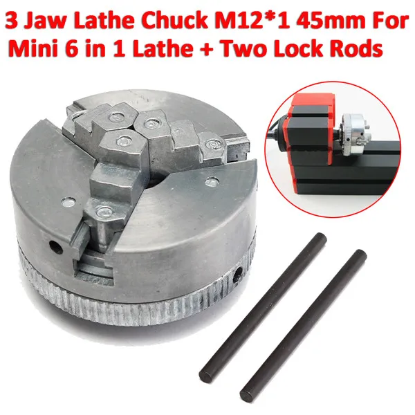 3 Jaw Chuck Mini Lathe Chuck M12*1 45mm For Mini 6 in 1 Lathe Two Lock Rods chuck jaw
3 Jaw Chuck Mini Lathe Chuck M12*1 45mm For Mini 6 in 1 Lathe Two Lock Rods chuck jaw