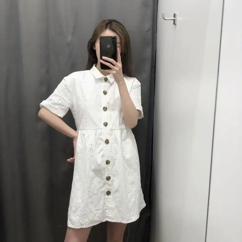 Women Summer Dress 2019 New Fashion White Cotton Hollow Out Embroidery Female Vestidos Clothing Above Knee Preppy Girl's Dresses
Women Summer Dress 2019 New Fashion White Cotton Hollow Out Embroidery Female Vestidos Clothing Above Knee Preppy Girl's Dresses