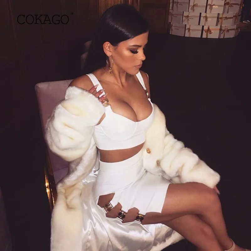 COKAGO White Color Summer Two Piece Set Top And Skirt V Neck Spaghetti Strap Tops And Mini Sexy Dress Womens Two Piece Sets 2019
COKAGO White Color Summer Two Piece Set Top And Skirt V Neck Spaghetti Strap Tops And Mini Sexy Dress Womens Two Piece Sets 2019