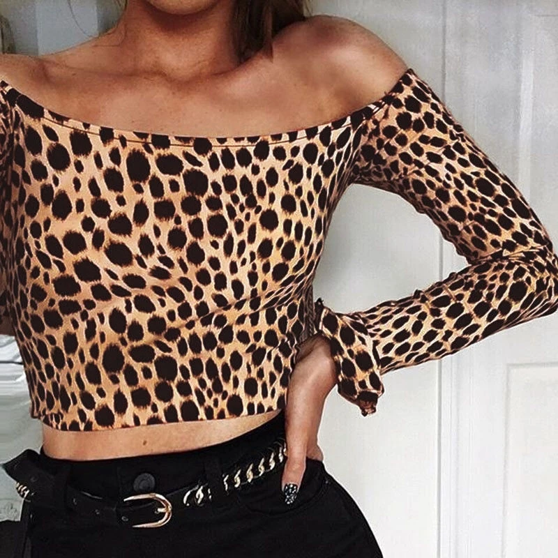 NEW Fashion Women T-Shirt Slim Off Shoulder Slash Neck Leopard Print Short Crop Tops Ladies Sexy Clubwear Clothes
NEW Fashion Women T-Shirt Slim Off Shoulder Slash Neck Leopard Print Short Crop Tops Ladies Sexy Clubwear Clothes