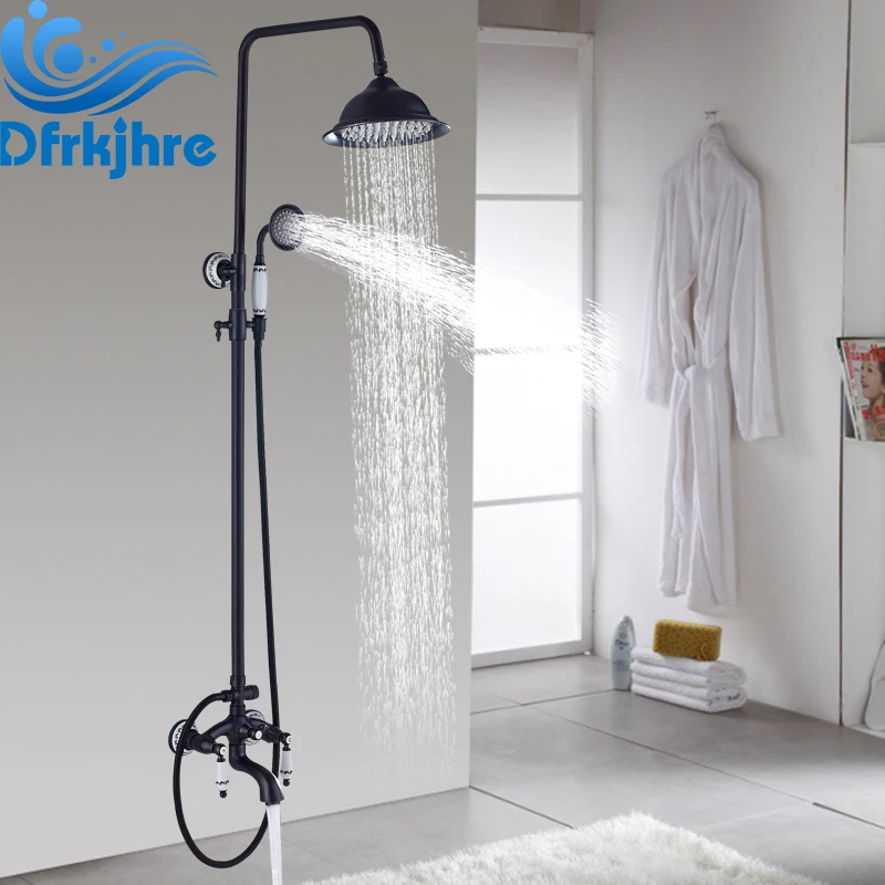 

Shower Set Black ORB Rainfall Shower Faucet Bathtub Spout Hand Shower Sprayer Mixer Tap Bathroom
