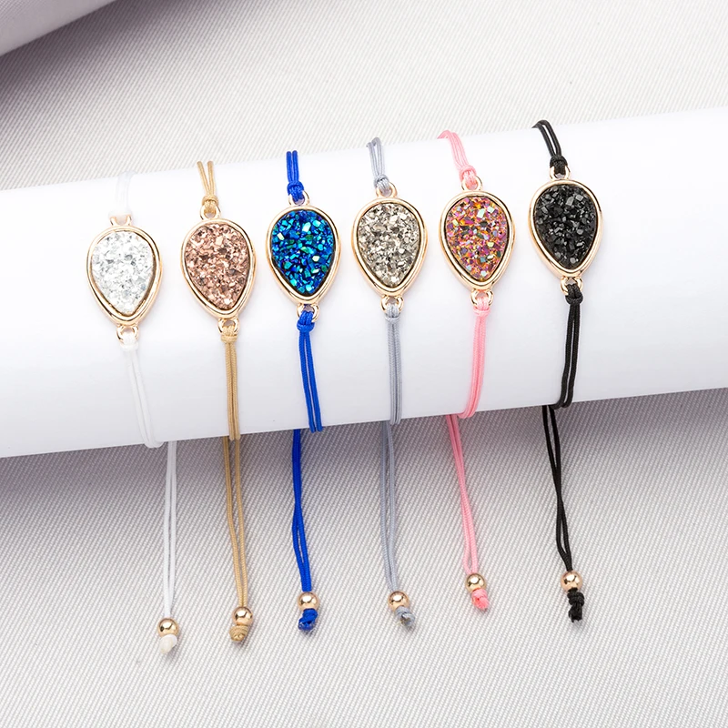 6 Colors Waterdrop Resin Druzy Drusy Bracelet Faux Resin Druse Stone Adjustable Rope Cord Lover Friendship Bracelet Jewelry
6 Colors Waterdrop Resin Druzy Drusy Bracelet Faux Resin Druse Stone Adjustable Rope Cord Lover Friendship Bracelet Jewelry