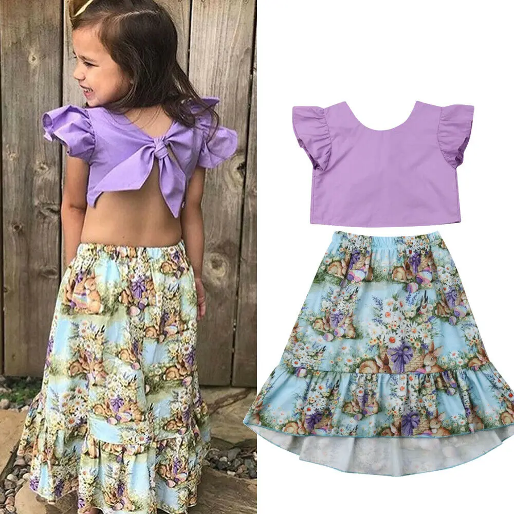 Boho Holiday Infant Kid Baby Girl 2PCS Sets Ruffle Sleeve Tops Floral Skirts Easter Outfit Clothes Summer 2-7Y
Boho Holiday Infant Kid Baby Girl 2PCS Sets Ruffle Sleeve Tops Floral Skirts Easter Outfit Clothes Summer 2-7Y