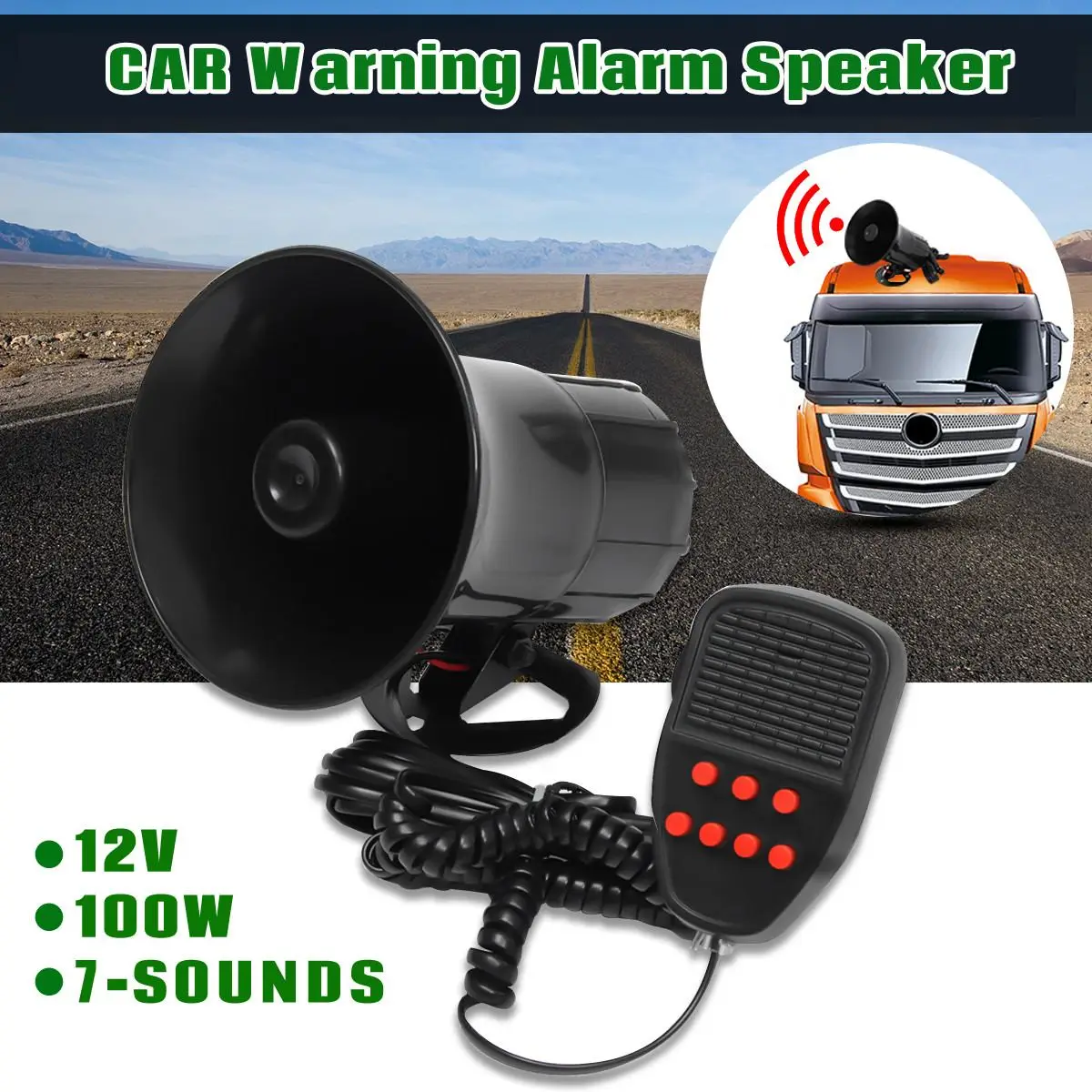 7 Sound 100W 12V Loud Car Motorcycle Auto Truck Boat Warning Alarm Siren Air Horn PA Speaker Megaphone Loudspeaker w/Microphone
7 Sound 100W 12V Loud Car Motorcycle Auto Truck Boat Warning Alarm Siren Air Horn PA Speaker Megaphone Loudspeaker w/Microphone