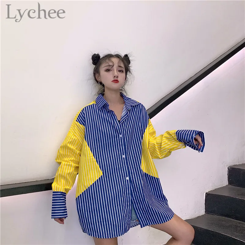 Lychee Harajuku Patchwork Hit Color Blouse Shirts Loose Long Sleeve Turn-down Collar Spring Color Block Women Blouse
Lychee Harajuku Patchwork Hit Color Blouse Shirts Loose Long Sleeve Turn-down Collar Spring Color Block Women Blouse