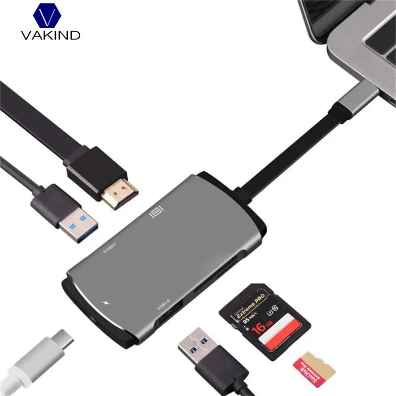 6 in 1 USB-C HUB Type-C to 2xUSB3.0 4K HDMI PD Type-C SD TF Card Reader Adapter Splitter Cable for Macbook
6 in 1 USB-C HUB Type-C to 2xUSB3.0 4K HDMI PD Type-C SD TF Card Reader Adapter Splitter Cable for Macbook