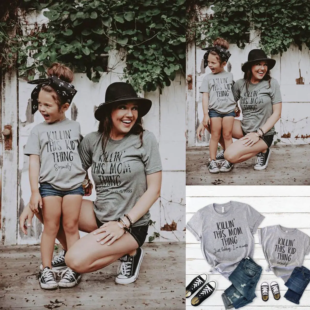 Mother And Kids Tees Women Baby Kids Family Matching Outfits T-Shirt Tops Letter Print Short Sleeve Cotton Grey Tops One Piece
Mother And Kids Tees Women Baby Kids Family Matching Outfits T-Shirt Tops Letter Print Short Sleeve Cotton Grey Tops One Piece