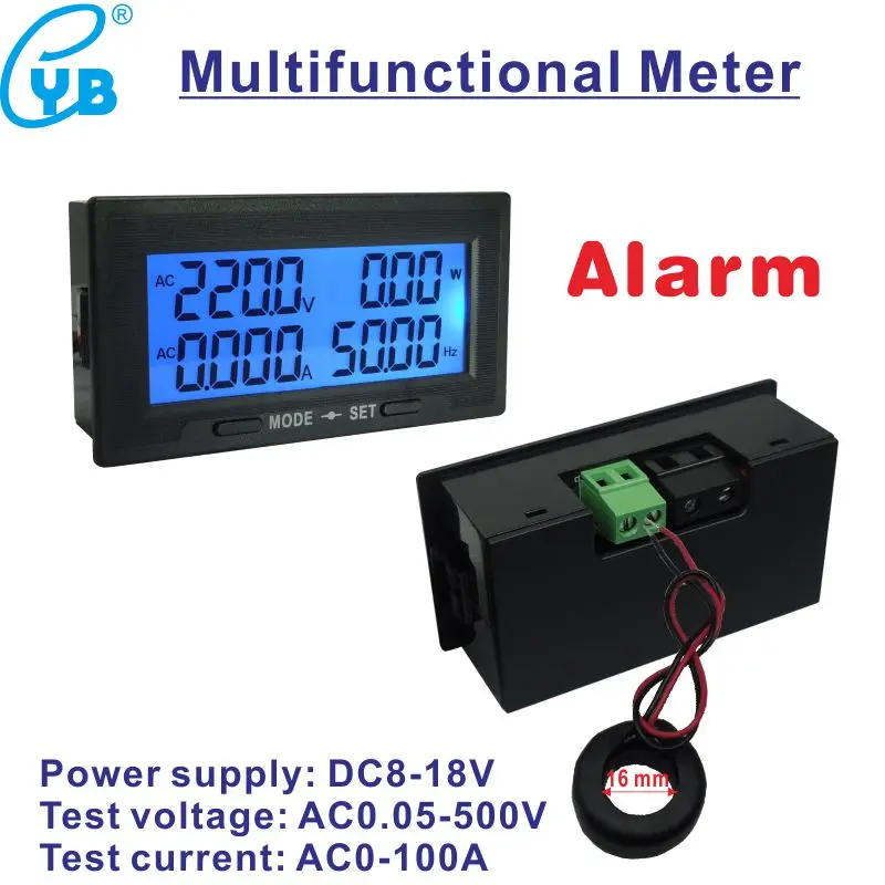 AC Voltage Current Meter AC 0-500V 100A Power Meter Frequency Tester Energy Meter Wattermeter DC8-18V Overtime Photocouple Alarm
AC Voltage Current Meter AC 0-500V 100A Power Meter Frequency Tester Energy Meter Wattermeter DC8-18V Overtime Photocouple Alarm