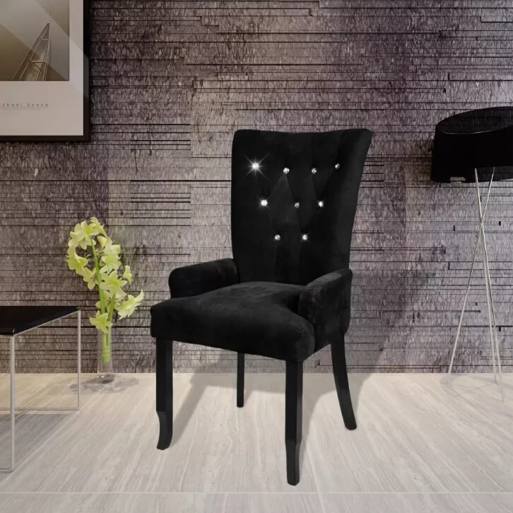 

vidaXL Luxury Armchair Velvet-coated Black Fauteuil avec cadre en bois Velours Noir modern style