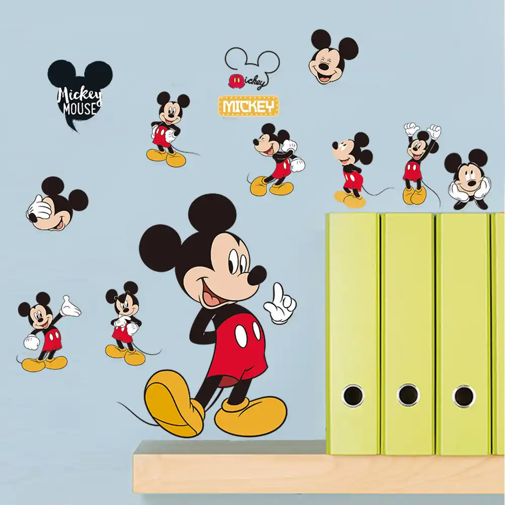 リムーバブル漫画の塩ビ壁紙の寝室の装飾ミッキーマウス壁の装飾ステッカー Mickey Minnie ウォールステッカー子供の部屋のため Gooum
