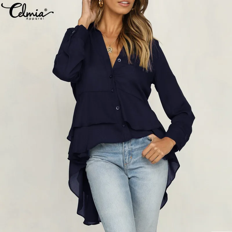 2019 New Women Long Sleeve Top V Neck Blouse Irregular Shirt Long Blouses Asymmetrical Hem Tunic Chiffon Casual Femme Blusas 5XL
2019 New Women Long Sleeve Top V Neck Blouse Irregular Shirt Long Blouses Asymmetrical Hem Tunic Chiffon Casual Femme Blusas 5XL