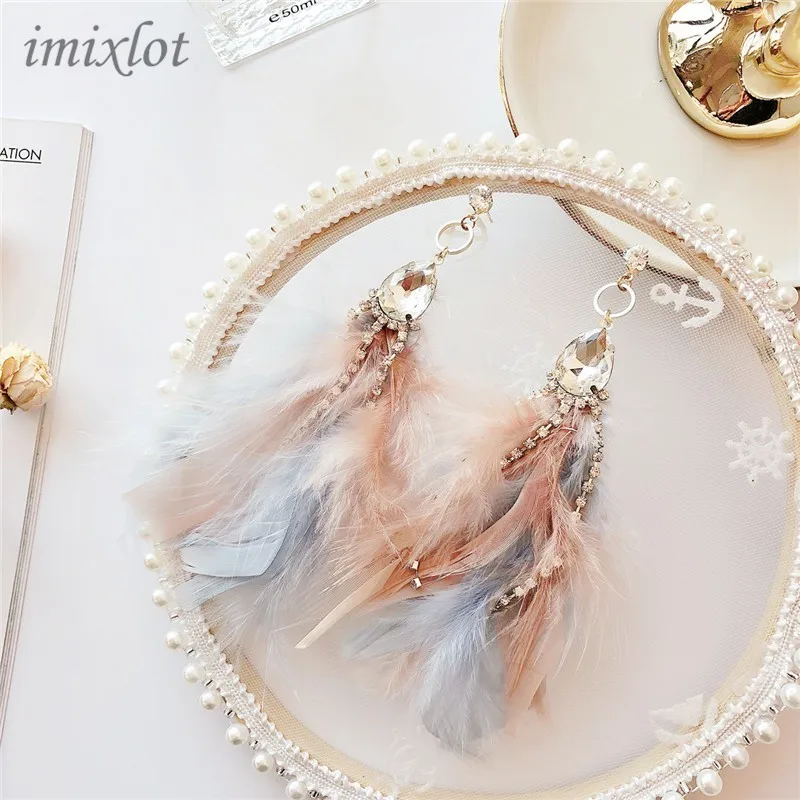2019 New Arrival Elegant Colorful Feather Tassel Earrings For Women Shiny Crystal Beads Dangle Pendientes Mujer Moda
2019 New Arrival Elegant Colorful Feather Tassel Earrings For Women Shiny Crystal Beads Dangle Pendientes Mujer Moda