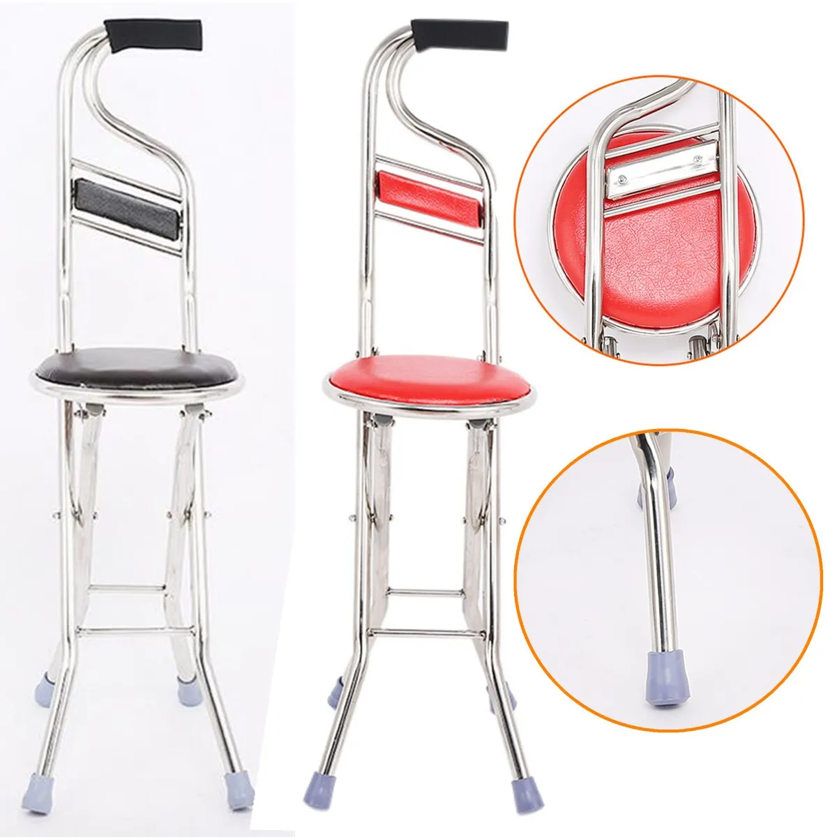 Elderly Care Walking Cane Stick 2 in Four Legs Foldable For Up to 130kg Adjustable Cane Chair Stool Seat Portable Crutch
Elderly Care Walking Cane Stick 2 in Four Legs Foldable For Up to 130kg Adjustable Cane Chair Stool Seat Portable Crutch