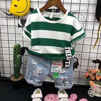 2 3 4 5 6 Years Sport Suit For Boys Casual Striped Short Sleeve Denim Shorts 2pcs Summer 2019 Kids Tracksuit Baby Clothing Sets
2 3 4 5 6 Years Sport Suit For Boys Casual Striped Short Sleeve Denim Shorts 2pcs Summer 2019 Kids Tracksuit Baby Clothing Sets