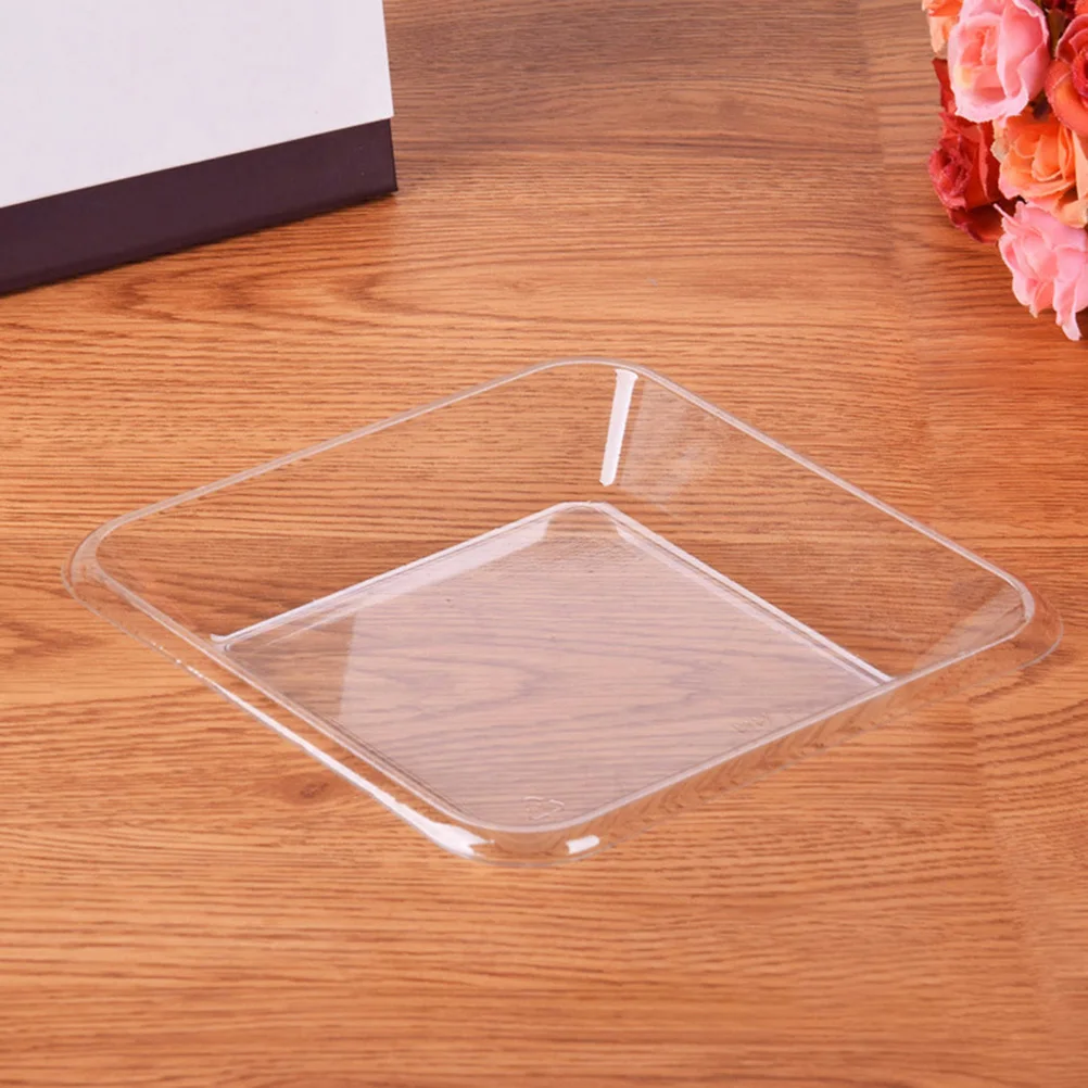 

100 Pcs Transparent Tray Disposable Premium Fresh Fruit Tray For Coffee Table Breakfast Tea Food Butler Home Kitchen Use