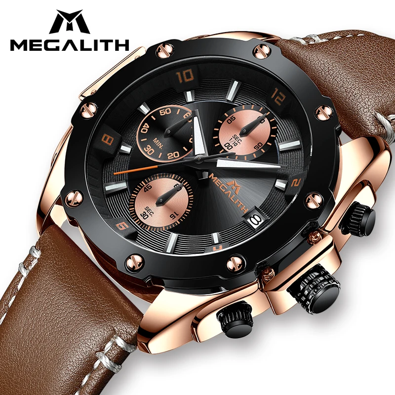 MEGALITH Fashion Mens Sport Watch Waterproof Date Quartz Watches Gents Brown Genuine Leather Strap Wristwatches Clock
MEGALITH Fashion Mens Sport Watch Waterproof Date Quartz Watches Gents Brown Genuine Leather Strap Wristwatches Clock