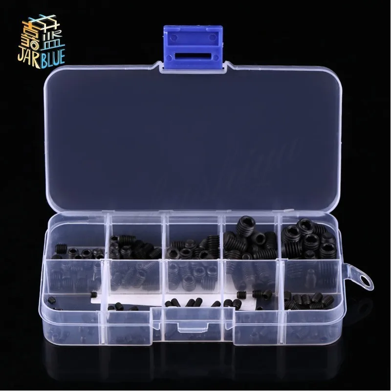200pcs/set M3 M4 M5 M6 M8 Hex Socket Screws Bolts Cup Point Assortment Kit Black Fastener Hardware With Box
200pcs/set M3 M4 M5 M6 M8 Hex Socket Screws Bolts Cup Point Assortment Kit Black Fastener Hardware With Box