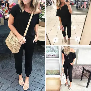 Women Off Shoulder Long Romper Solid Color Short Sleeve Pocket Jumpsuits Summer Casual Loose Soft Fashion Women Playsuits
Women Off Shoulder Long Romper Solid Color Short Sleeve Pocket Jumpsuits Summer Casual Loose Soft Fashion Women Playsuits