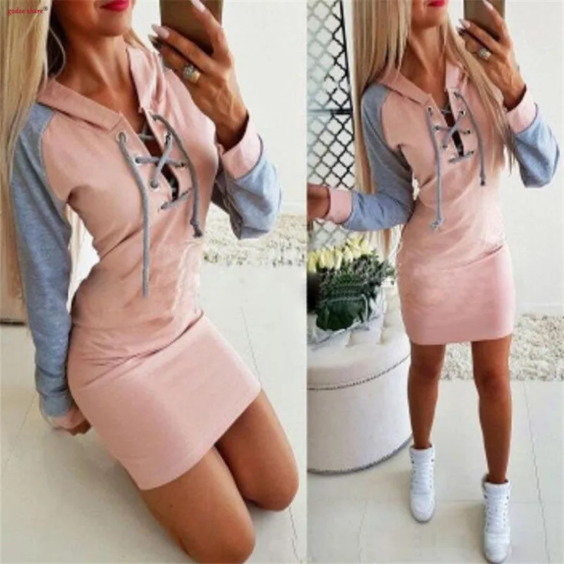 Deep V Bandage Sexy Dresses Long Sleeve Women Clothes Autumn Winter Dress Slim Fit Spliced Hoodies Female Vestido Plus Size
Deep V Bandage Sexy Dresses Long Sleeve Women Clothes Autumn Winter Dress Slim Fit Spliced Hoodies Female Vestido Plus Size