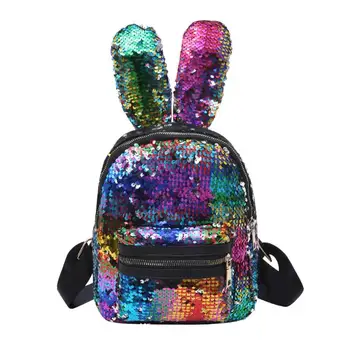Sequins Rabbit Ears Shoulder Backpack Fashion Shining Double-sided Sequins School Backpack Girls Zipper Shoulder Bag mochila
Sequins Rabbit Ears Shoulder Backpack Fashion Shining Double-sided Sequins School Backpack Girls Zipper Shoulder Bag mochila