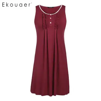 Ekouaer Plus Size Nightgown Women Round Neck Sleeveless Solid Ruffle Button Summer Dress Nightwear Sleep Nightress 5XL
Ekouaer Plus Size Nightgown Women Round Neck Sleeveless Solid Ruffle Button Summer Dress Nightwear Sleep Nightress 5XL