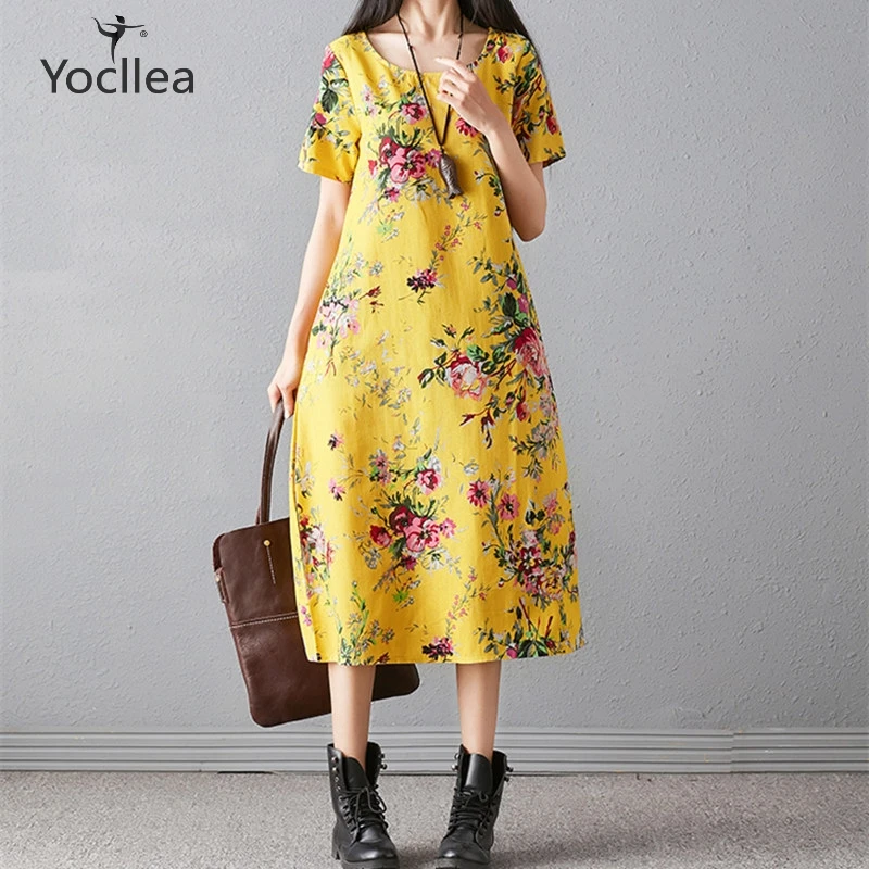 New plus size Summer dress Women short sleeve Print Linen dresses vestidos office Lady Loose slim Women's clothing ZY232
New plus size Summer dress Women short sleeve Print Linen dresses vestidos office Lady Loose slim Women's clothing ZY232