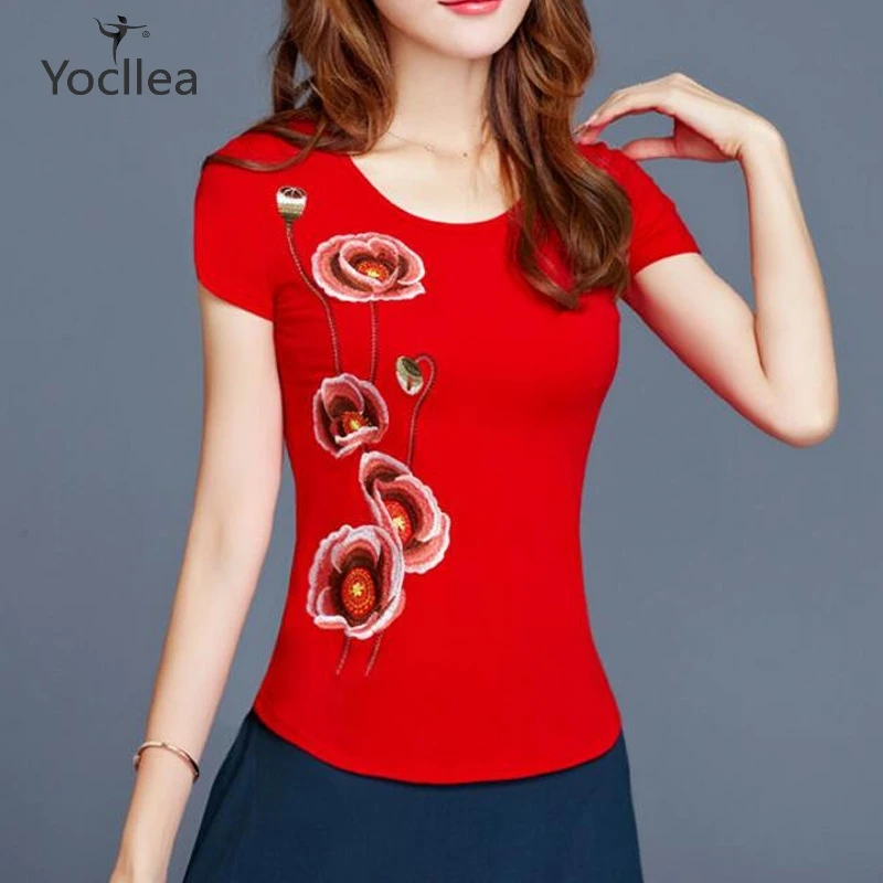 Embroidery Summer T-Shirt Women Short Sleeve Casual t shrit Lady O-Neck Cotton Tees Tops Female 5XL plus size Brand Clothing
Embroidery Summer T-Shirt Women Short Sleeve Casual t shrit Lady O-Neck Cotton Tees Tops Female 5XL plus size Brand Clothing