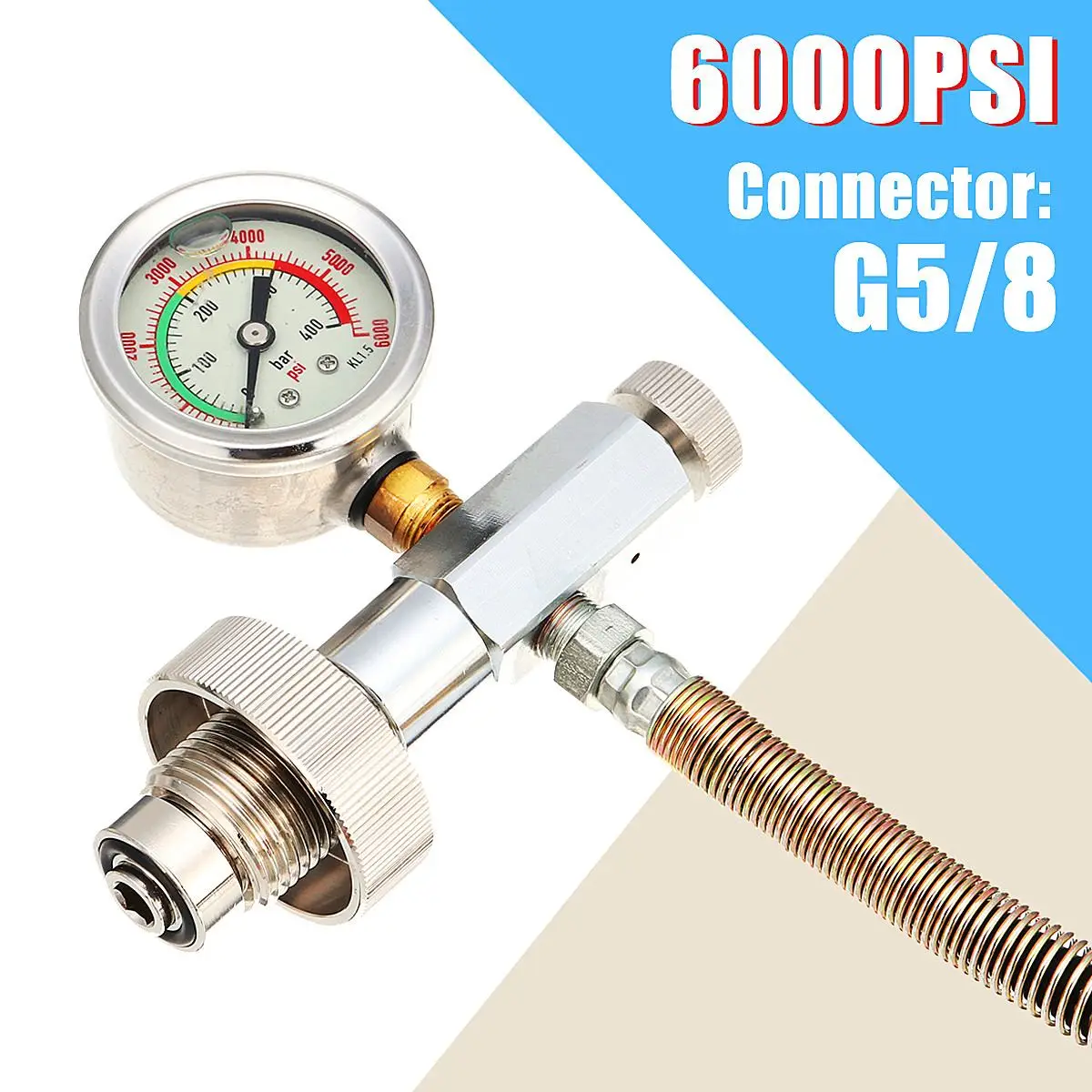 G5/8 400bar/6000PSI Filling Refill Charging Adaptor Converter With Pressure Gauge Hose Paintball Accessories Part Newest 2019
G5/8 400bar/6000PSI Filling Refill Charging Adaptor Converter With Pressure Gauge Hose Paintball Accessories Part Newest 2019