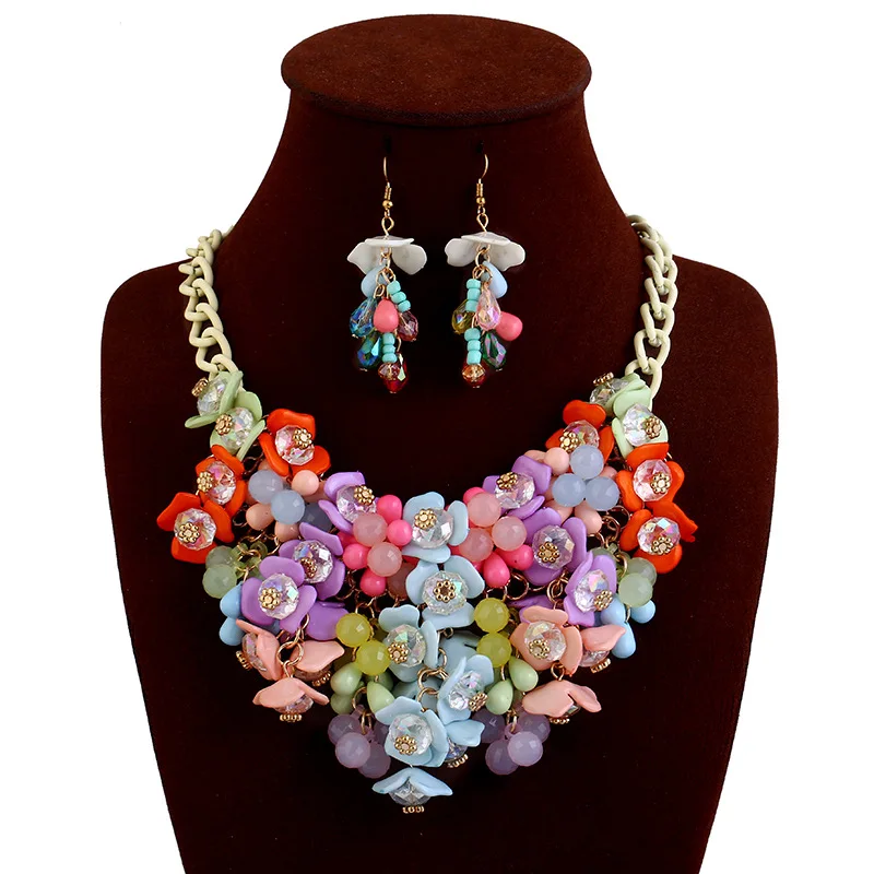 fashion exaggerated colorful flower necklace earrings jewelry set gift girl accessories necklace earrings set for party
fashion exaggerated colorful flower necklace earrings jewelry set gift girl accessories necklace earrings set for party