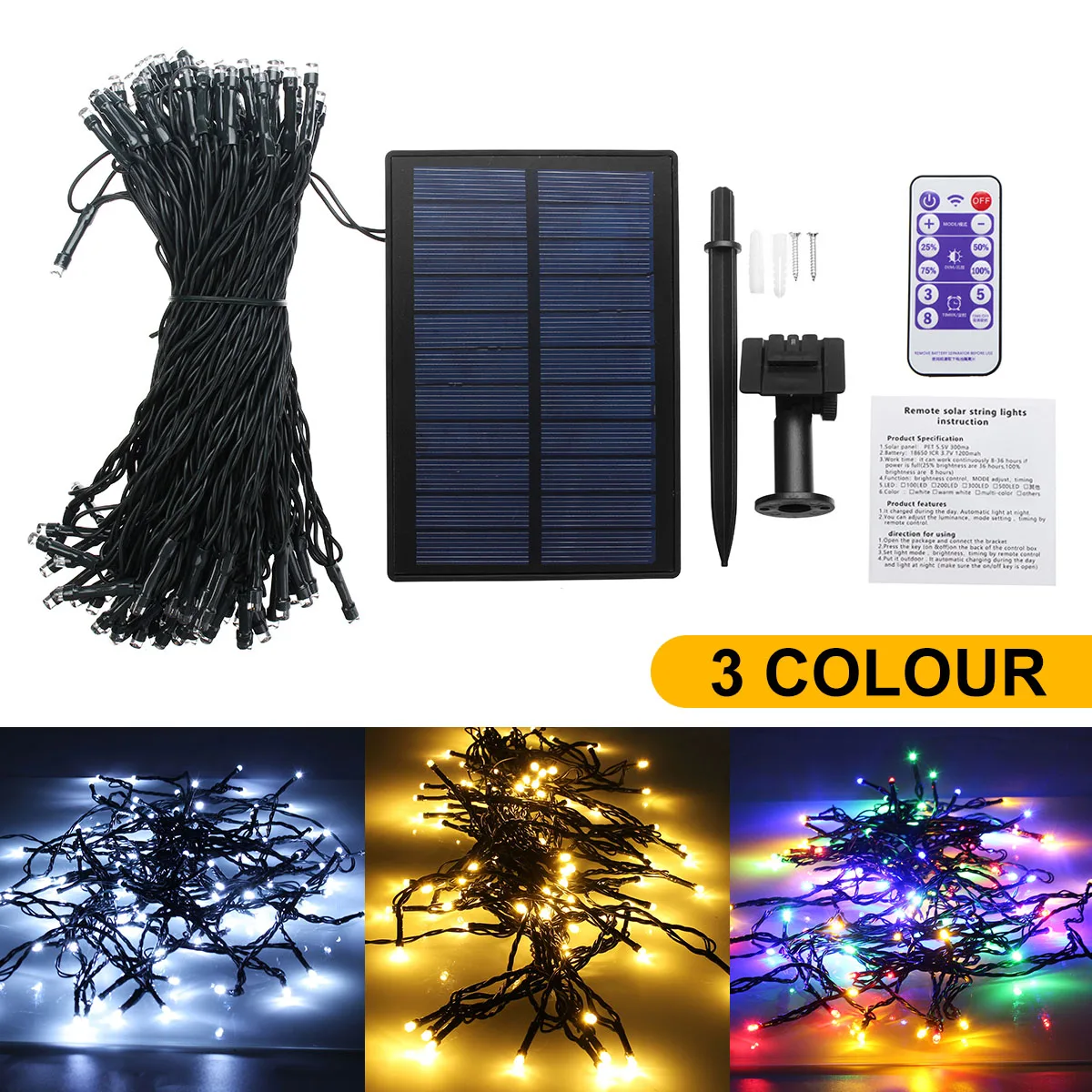 Remote Control 17M 100 LED Solar Power Fairy Tale String 8 Modes Christmas Outdoor Waterproof Solar Light Bar Garden Lighting
Remote Control 17M 100 LED Solar Power Fairy Tale String 8 Modes Christmas Outdoor Waterproof Solar Light Bar Garden Lighting