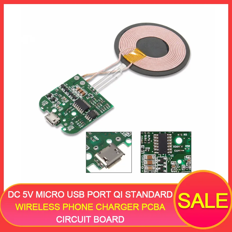 DC 5V Micro USB Port Qi Standard Wireless Phone Charger PCBA Circuit Board + Coil Wireless Charging DIY Smartphones no cable
DC 5V Micro USB Port Qi Standard Wireless Phone Charger PCBA Circuit Board + Coil Wireless Charging DIY Smartphones no cable