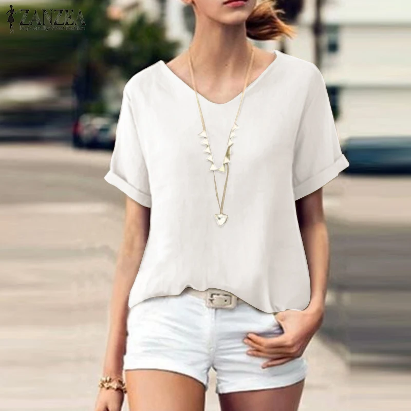 ZANZEA Women T Shirt Ladies Short Sleeve Work Office T-Shirt Casual Loose Cotton Tees Tops Camisetas Womens Plain Solid Blusas
ZANZEA Women T Shirt Ladies Short Sleeve Work Office T-Shirt Casual Loose Cotton Tees Tops Camisetas Womens Plain Solid Blusas