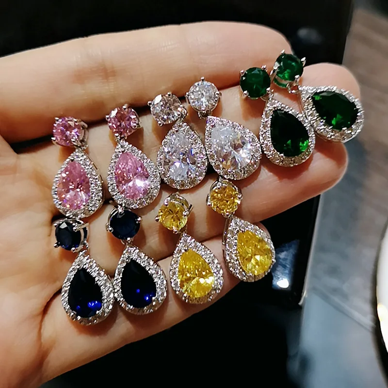 Shining Water Drop Crystal Zircon Women Earrings Charm Colorful Earrings 2019 Simple Bride Wedding Jewelry Brincos
Shining Water Drop Crystal Zircon Women Earrings Charm Colorful Earrings 2019 Simple Bride Wedding Jewelry Brincos