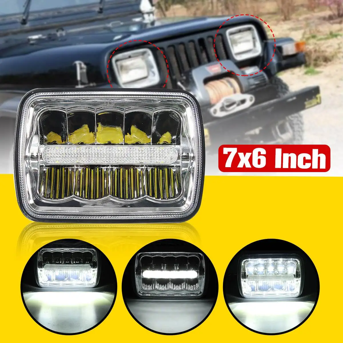 7X6 4X6 Inch LED Headlights Hi/low Light Bulbs 6000K-6500K XDR9 Crystal Clear Sealed Beam Headlamp w/DRL for Wrangler 9-32v DC
7X6 4X6 Inch LED Headlights Hi/low Light Bulbs 6000K-6500K XDR9 Crystal Clear Sealed Beam Headlamp w/DRL for Wrangler 9-32v DC