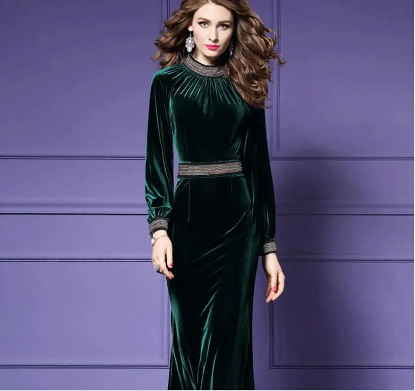 2019 Spring Elegant Green Velvet Bodycon Dress Puls Size 3XL Designer Runway Beading Waist Female Party Long Dresses Clothing
2019 Spring Elegant Green Velvet Bodycon Dress Puls Size 3XL Designer Runway Beading Waist Female Party Long Dresses Clothing