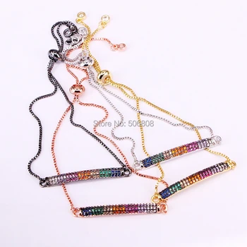6PCS, Crystal Zirconia Curved Bar Connector Bracelets, Rainbow CZ Stone Adjustable Chain Bracelet, New Fashion Jewelry
6PCS, Crystal Zirconia Curved Bar Connector Bracelets, Rainbow CZ Stone Adjustable Chain Bracelet, New Fashion Jewelry