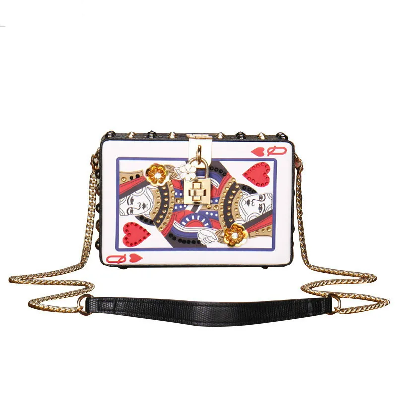 Telastar Playing Cards Women Bag Cute Hearts Poker Pattern Q Box Messenger Bags Evening Clutch Chains Shoulder Bags 2019 New
Telastar Playing Cards Women Bag Cute Hearts Poker Pattern Q Box Messenger Bags Evening Clutch Chains Shoulder Bags 2019 New