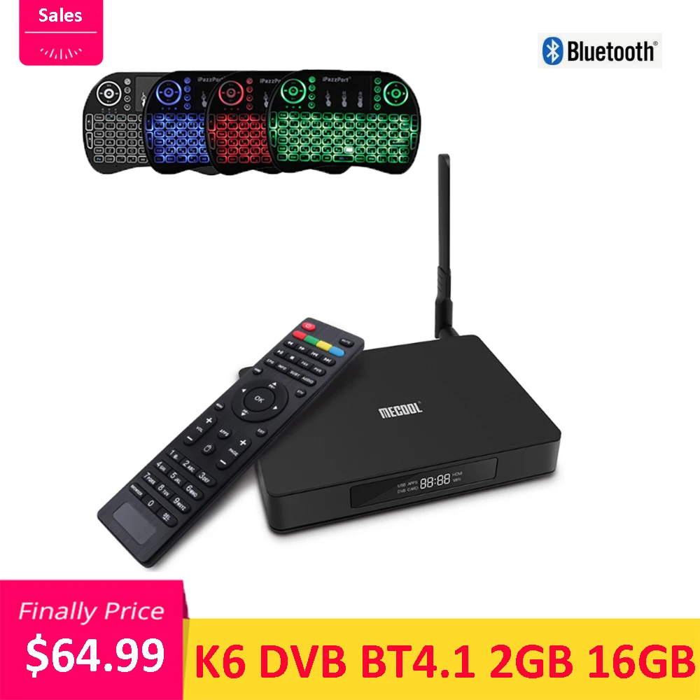 MECOOL K6 DVB S2-T2-C TV Box Android 7.0 2GB RAM 16GB ROM 2.4G&5G WiFi Set Top Box 100Mbps 4K Smart Box VP9 Smart Media
MECOOL K6 DVB S2-T2-C TV Box Android 7.0 2GB RAM 16GB ROM 2.4G&5G WiFi Set Top Box 100Mbps 4K Smart Box VP9 Smart Media