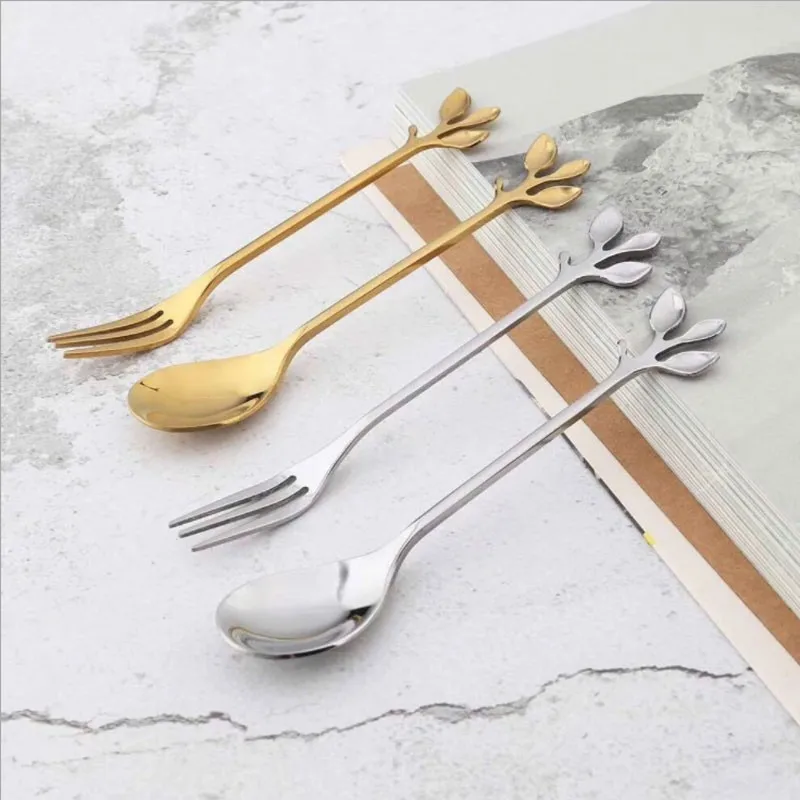 410 Stainless Steel Leaves Handle Coffee Spoon Dessert Fruit Fork Western Food Cutlery Set Mini Dinnerware Kitchen Accessories
410 Stainless Steel Leaves Handle Coffee Spoon Dessert Fruit Fork Western Food Cutlery Set Mini Dinnerware Kitchen Accessories