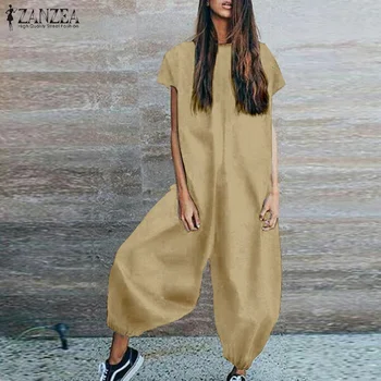 2019 ZANZEA Summer Short Sleeve Jumpsuits Women Casual Baggy Rompers Solid Lantern Pants Ladies Loose Long Playsuits Feminino
2019 ZANZEA Summer Short Sleeve Jumpsuits Women Casual Baggy Rompers Solid Lantern Pants Ladies Loose Long Playsuits Feminino