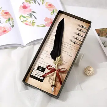 Retro Calligraphy Feather Dip Pen Writing Ink Set Vintage Quill Pen Fountain Pens Stationery Gift Box Birthday Gifts Wholesale
Retro Calligraphy Feather Dip Pen Writing Ink Set Vintage Quill Pen Fountain Pens Stationery Gift Box Birthday Gifts Wholesale