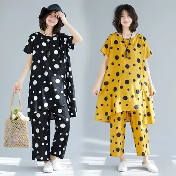Vintage Loose Size 2 Piece Sets Women Long Summer Tops Wide Leg Pants Casual Loose Suits
Vintage Loose Size 2 Piece Sets Women Long Summer Tops Wide Leg Pants Casual Loose Suits