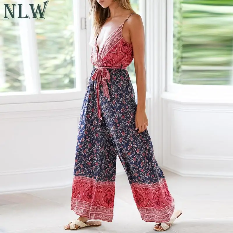 NLW Spaghetti Strap Bow Bohemian Beach Women Jumpsuits Casual Sexy Deep V Jumpsuit Rompers Summer 2019 Long Rompers
NLW Spaghetti Strap Bow Bohemian Beach Women Jumpsuits Casual Sexy Deep V Jumpsuit Rompers Summer 2019 Long Rompers