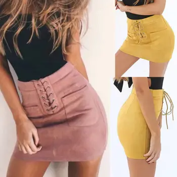 Women Sexy Slim Short Mini Skirt Bandage Leather Lace Up Solid High Waist Pencil Bodycon Hip
Women Sexy Slim Short Mini Skirt Bandage Leather Lace Up Solid High Waist Pencil Bodycon Hip
