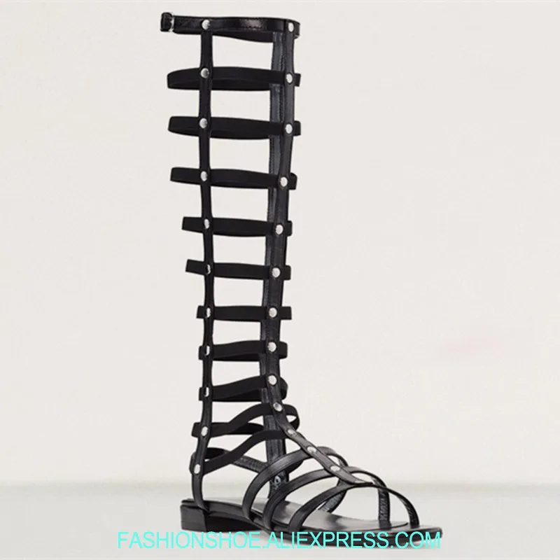 Soft Leather Knee High Gladiator Sandals Boots Flats Cage Summer Boots Rivets Stu Cutout High Quality Rome Style Sandalias Mujer
Soft Leather Knee High Gladiator Sandals Boots Flats Cage Summer Boots Rivets Stu Cutout High Quality Rome Style Sandalias Mujer